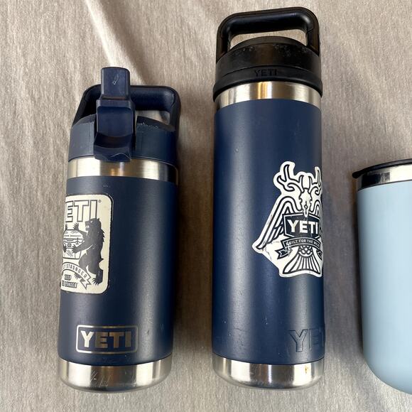 Bundle 3 preowned Yeti Hydro Flask Blue Tumblers Thermos Insulated - Picture 2 of 7